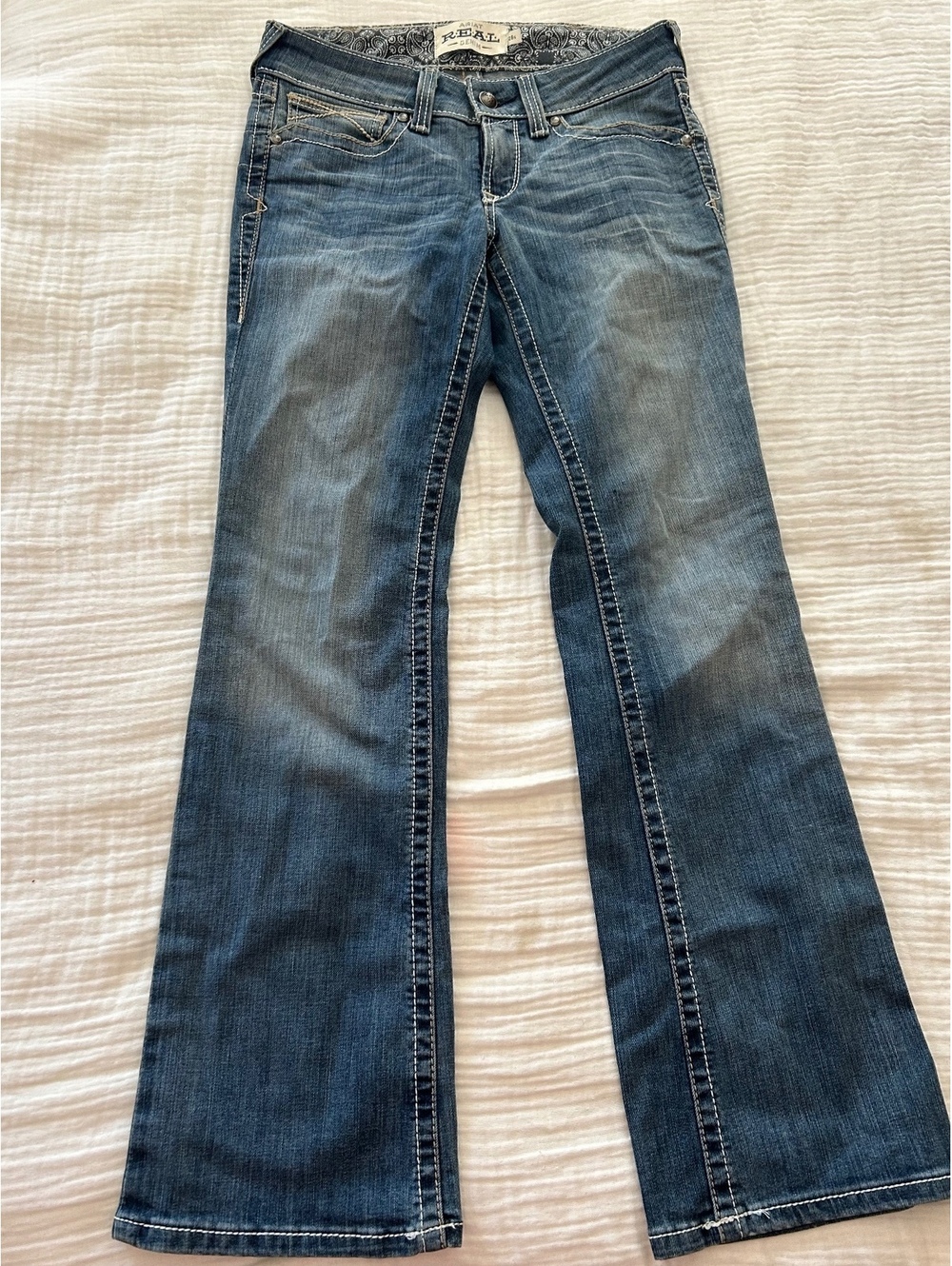 Ariat REAL mid rise whipstitch boot cut jeans